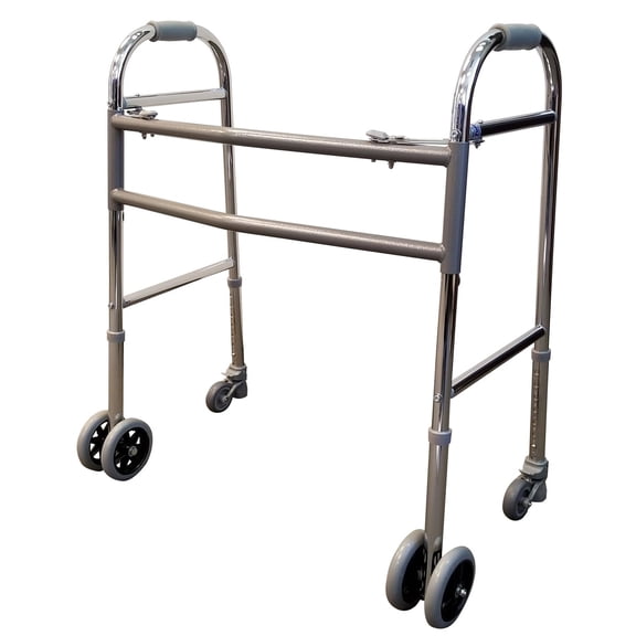 Tuffcare Bariatric Dual Release Walker  Heavy Duty 700 lb Capacity, Foldable Design, Rust-Resistant Aluminum Frame, Adjustable Height, Smooth-Gliding Wheels for Easy Mobility