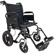 Tuffcare Compact High Strength Lightweight Transport Chair with Locking Hand Brakes, 12" Rear Wheels, Swing Back Arms and Anti-Tippers Standard 18", Footrest