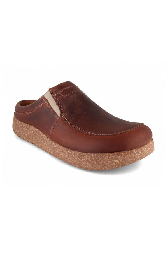 Tuffeln® leather clogs with cushioning insoles «Kommod», brown