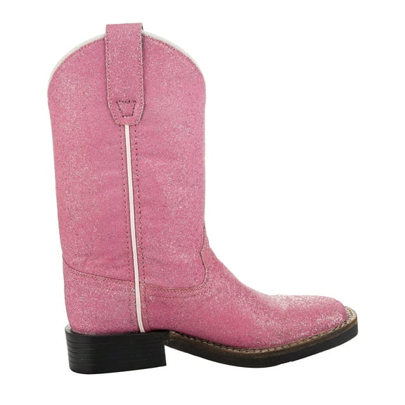 Tuffrider Children's Pink Glitter Western Boot- 1- Pink With Free Assorted Striped Socks