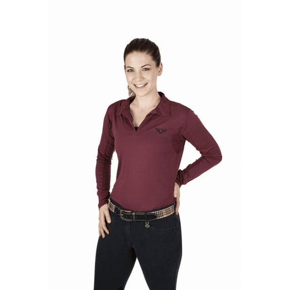 TuffRider Ladies Taylor Long Sleeve Polo - Wine - 2X