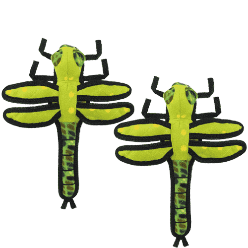 TUFFY Bug Dragonfly Green Durable Plush Squeaky Dog Toy, 2-Pack