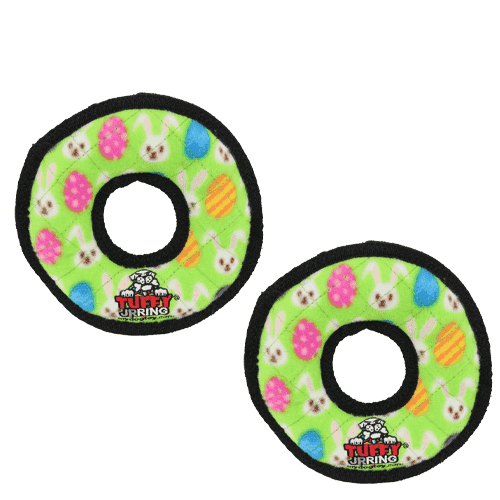 Tuffy Holiday Jr Ring Easter Egg, Durable Plush Squeaky Dog Toy, 2 Pack