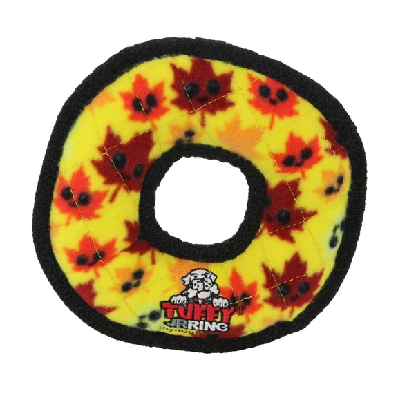 Tuffy Holiday Jr Ring Leaves, Durable Plush Squeaky Dog Toy