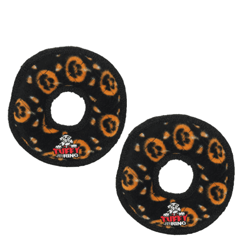 Tuffy Holiday Jr Ring Pumpkin, Durable Plush Squeaky Dog Toy, 2 Pack