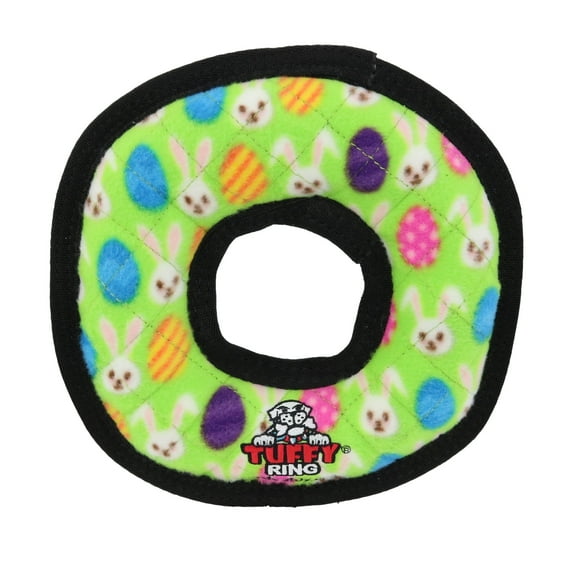 Tuffy Holiday Medium Ring Easter Egg, Durable Plush Squeaky Dog Toy