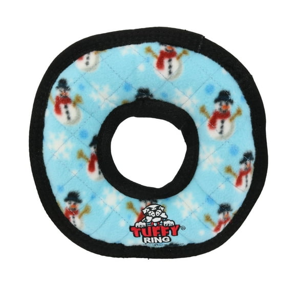 Tuffy Holiday Medium Ring Snowman, Durable Plush Squeaky Dog Toy
