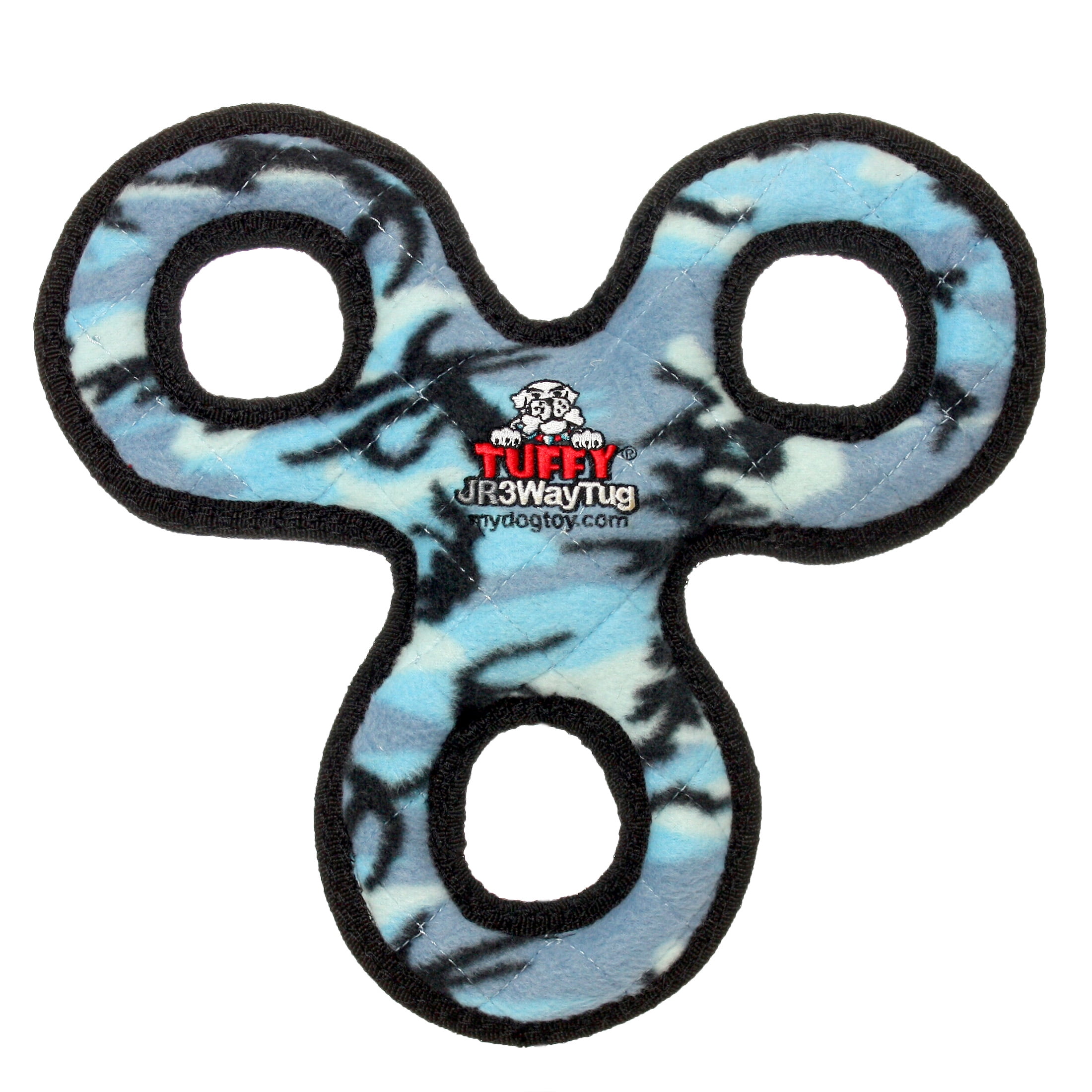 Tuffy Junior 3WayTug Camo Blue Durable Plush Dog Toy