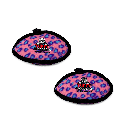 Tuffy Jr Odd Ball Pink Leopard, 2-Pack, Durable Dog Toys