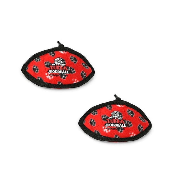 Tuffy Jr Odd Ball Red Paw, 2-Pack, Durable Plush Dog Toys