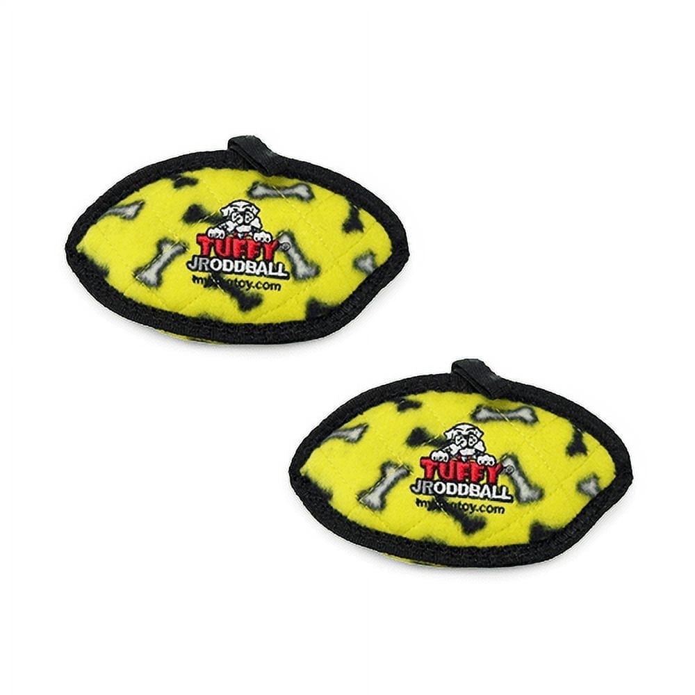 Tuffy Jr Odd Ball Yellow Bone, 2-Pack, Durable Plush Dog Toy