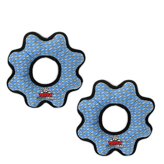 Tuffy Mega Gear Ring Chain Link Durable Plush Squeaky Dog Toy, 2-Pack