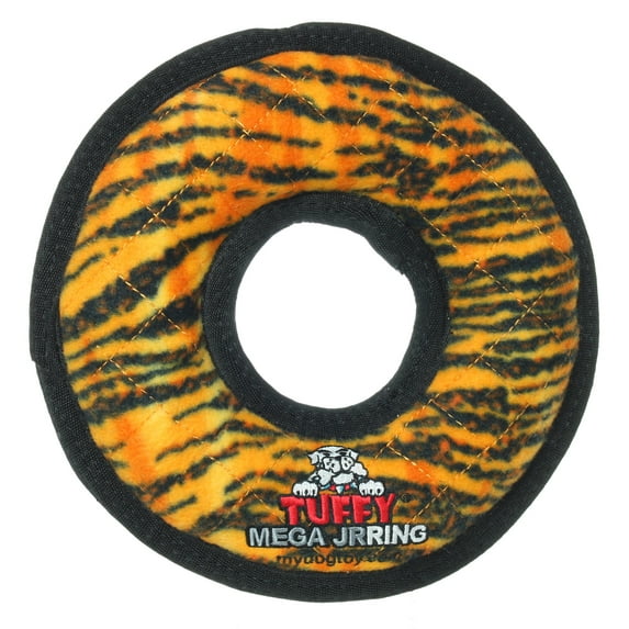 Tuffy Mega Jr Ring Tiger Durable Plush Squeaky Dog Toy