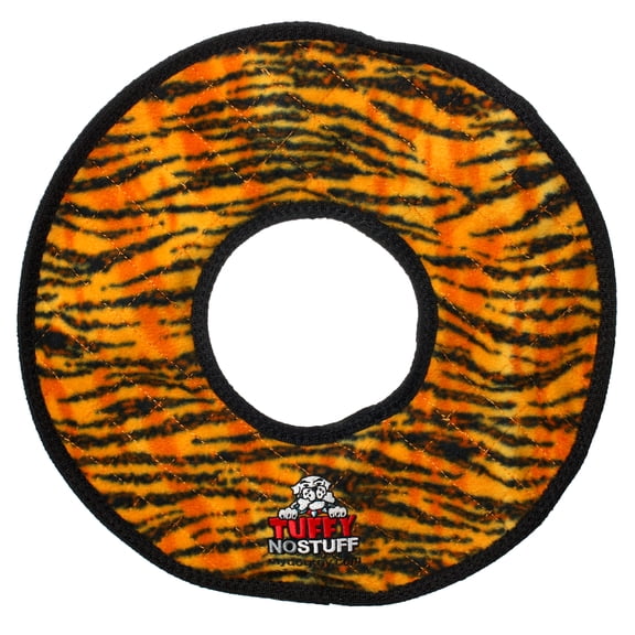 Tuffy No Stuff Mega Ring Tiger Durable Squeaky Dog Toy