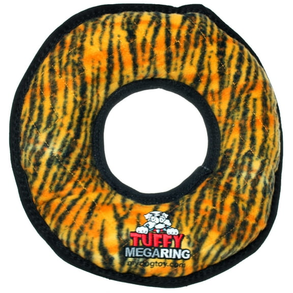 Tuffy Mega Ring Tiger Durable Plush Squeaky Dog Toy