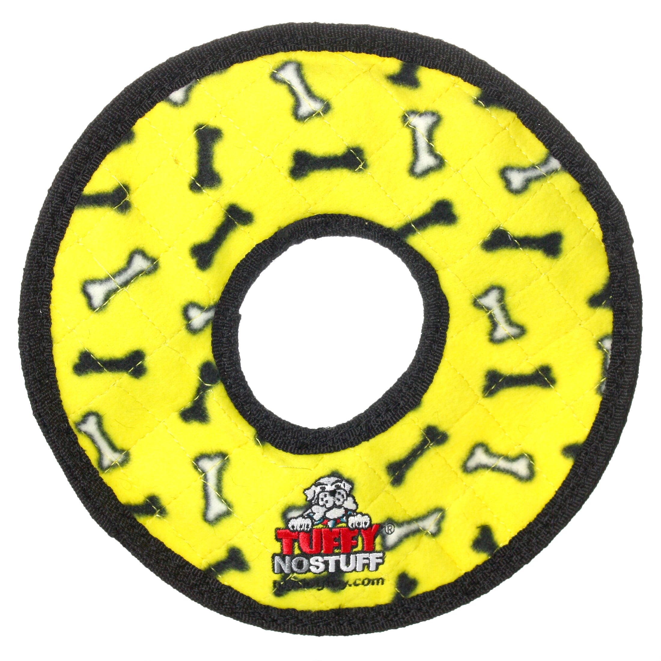 Tuffy No Stuff Ultimate Ring Yellow Bone Durable Squeaky Dog Toy