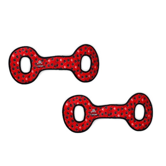 Tuffy No Stuff Ultimate Tug-O-War Red Paw Durable Plush Squeaky Dog Toy, 2 Pack