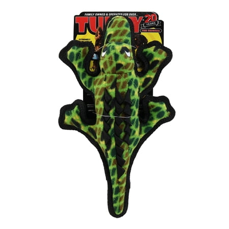 Tuffy Ocean Creature Medium Thin Alligator, Durable, Plush, & Squeaky Green Dog Toy