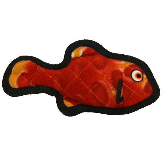 Tuffy Ocean Creature Jr Fish Red Durable Plush Squeaky Dog Toy