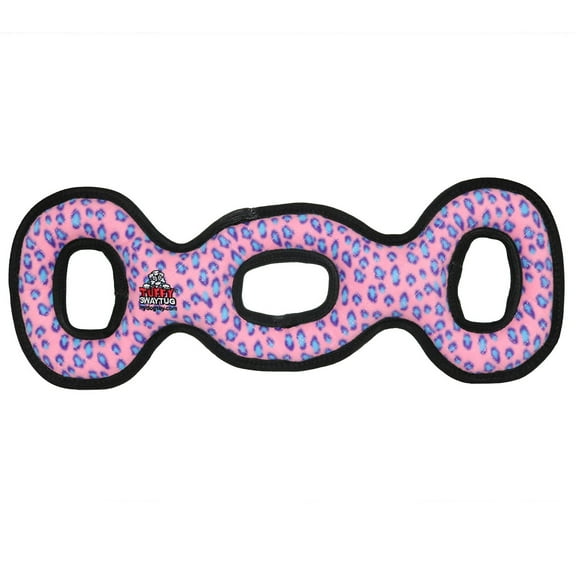 Tuffy Ultimate 3WayTug Pink Leopard Durable Squeaky Plush Dog Toy