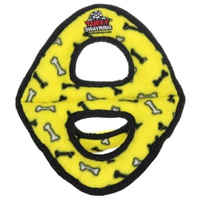 Tuffy Ultimate 3WayRing Yellow Bone Durable Squeaky Plush Dog Toy