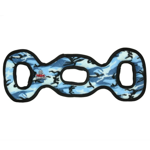 Tuffy Ultimate 3WayTug Camo Blue Durable Squeaky Plush Dog Toy