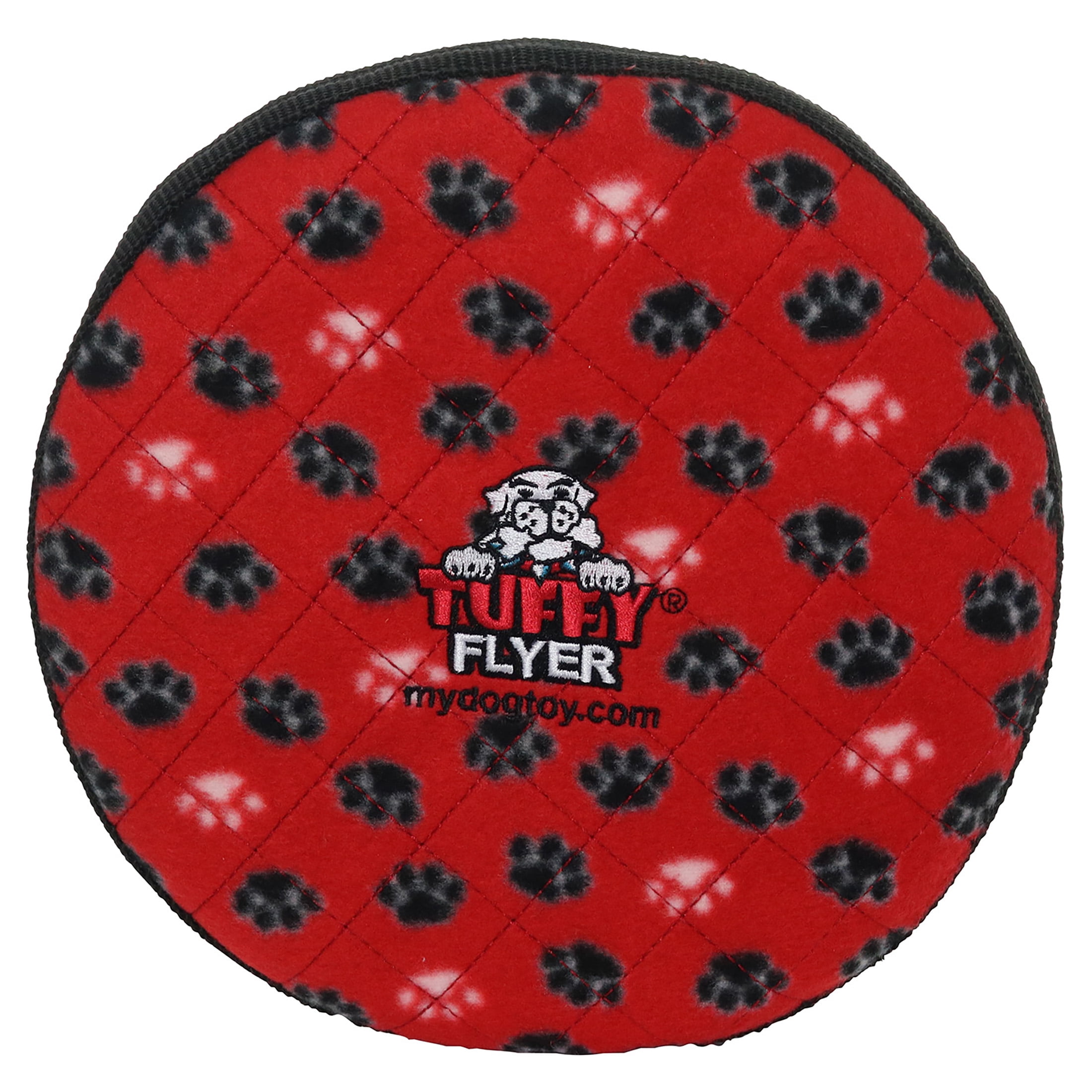 Tuffy Ultimate Flyer Red Paw Durable Plush Squeaky Dog Toy