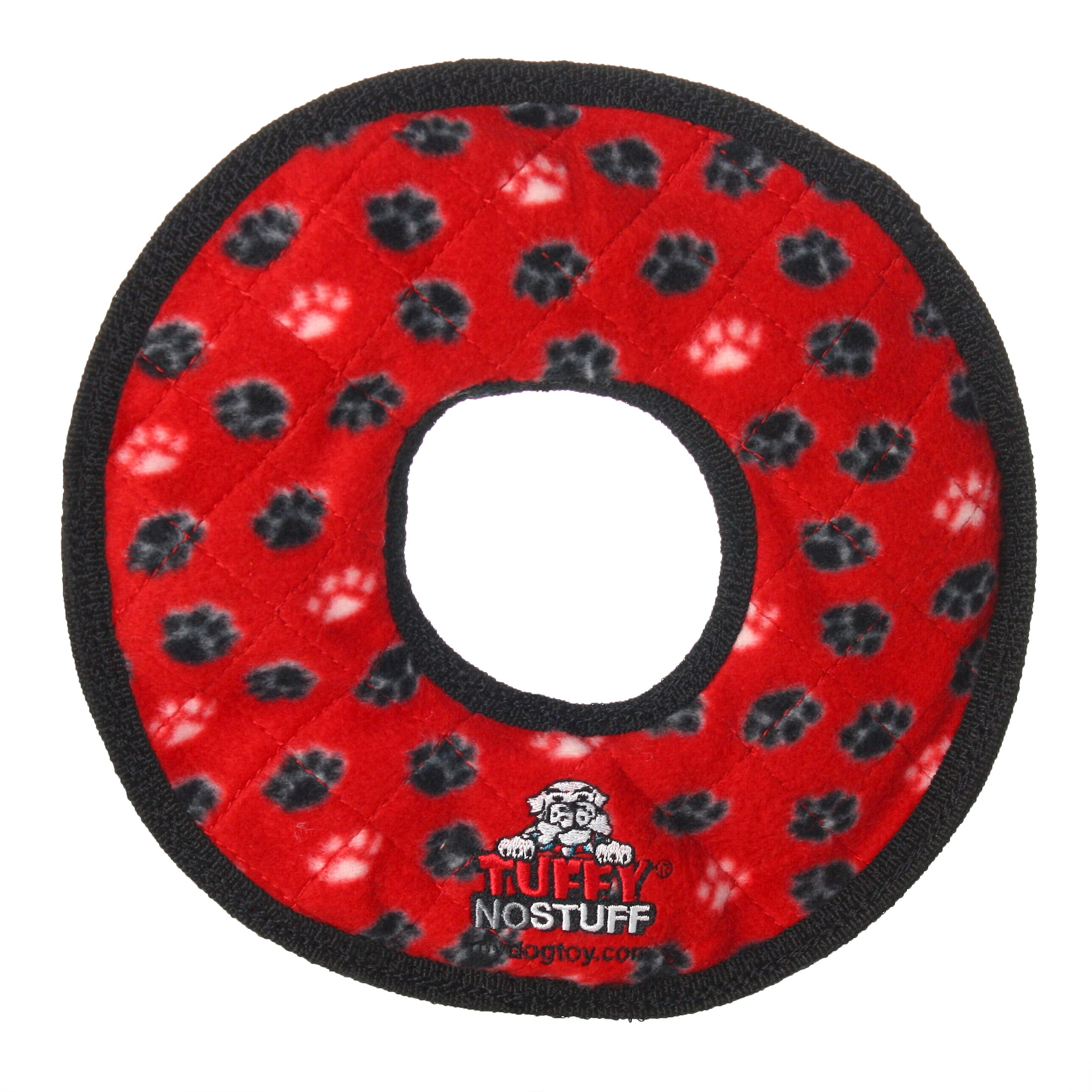 Tuffy No Stuff Ultimate Ring Red Paw Durable Squeaky Dog Toy