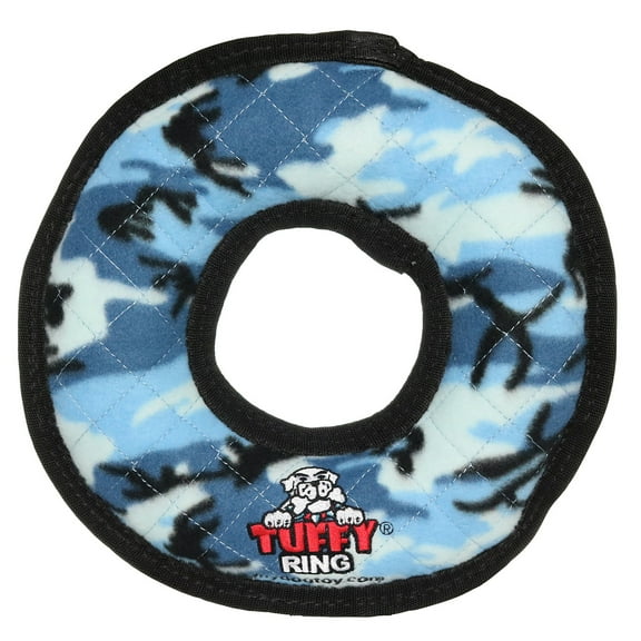 Tuffy Ultimate Ring Camo Blue Durable Plush Squeaky Dog Toy