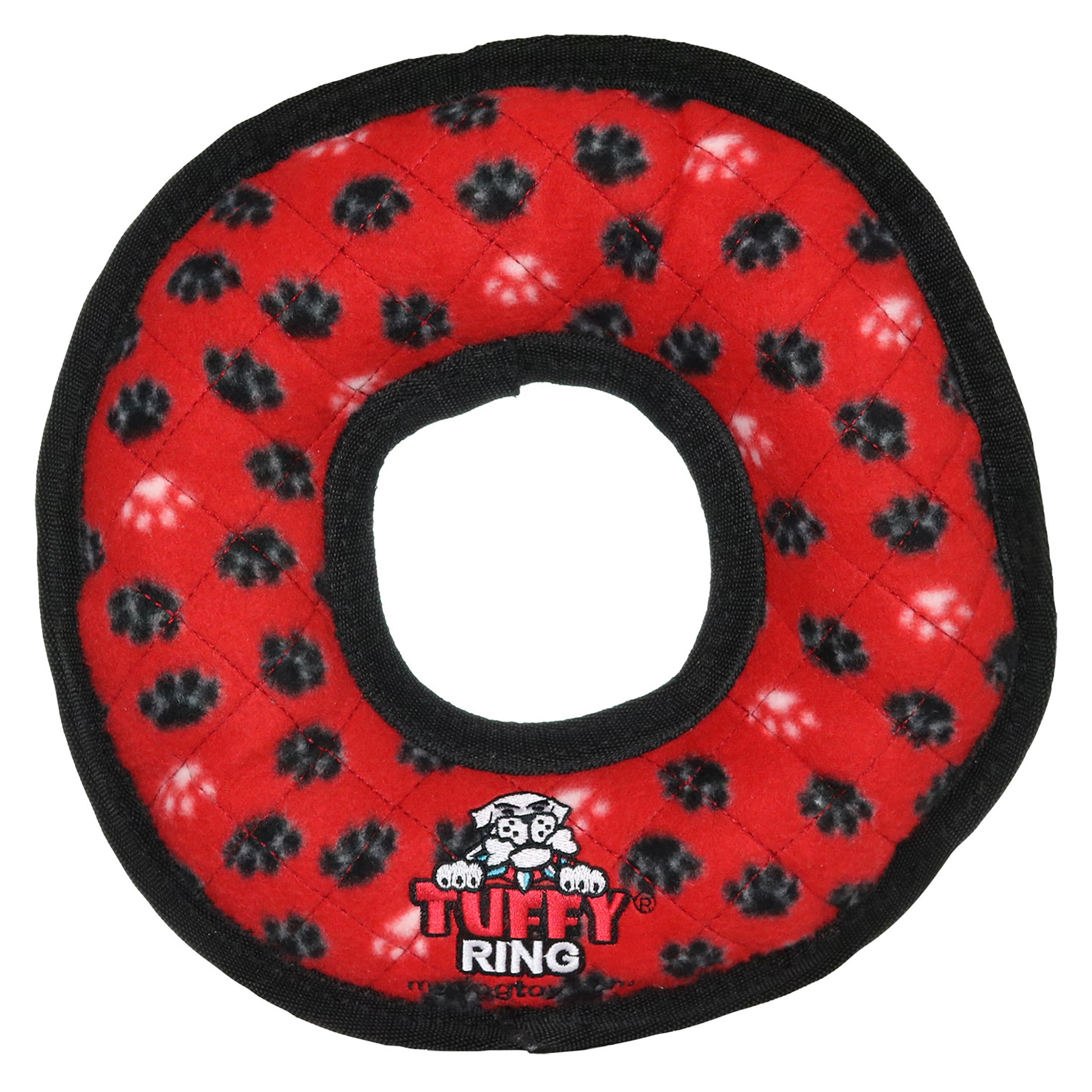 Tuffy Ultimate Ring Red Paw Durable Plush Squeaky Dog Toy