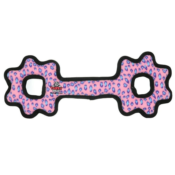 Tuffy Ultimate Tug-O-Gear Pink Leopard Durable Plush Squeaky Dog Toy