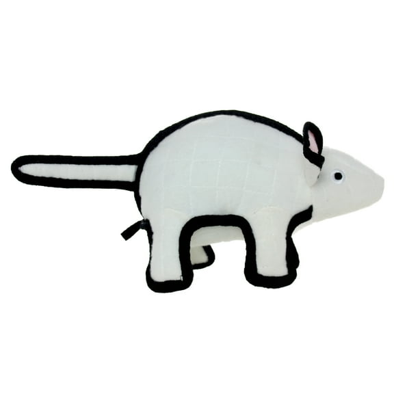 Tuffy Barnyard Mouse White Durable Plush Dog Toy