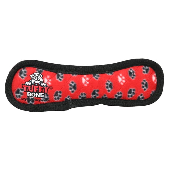 Tuffy Ultimate Medium Bone Red Paw Durable Plush Dog Toy