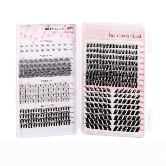 Tuft 628 Large Capacity Eyelash Book, Naturally Thick Segmented False Eyelashes with Grafting Accessories, Waterproof Glue, Perfect for Beginners and Bridal Makeup