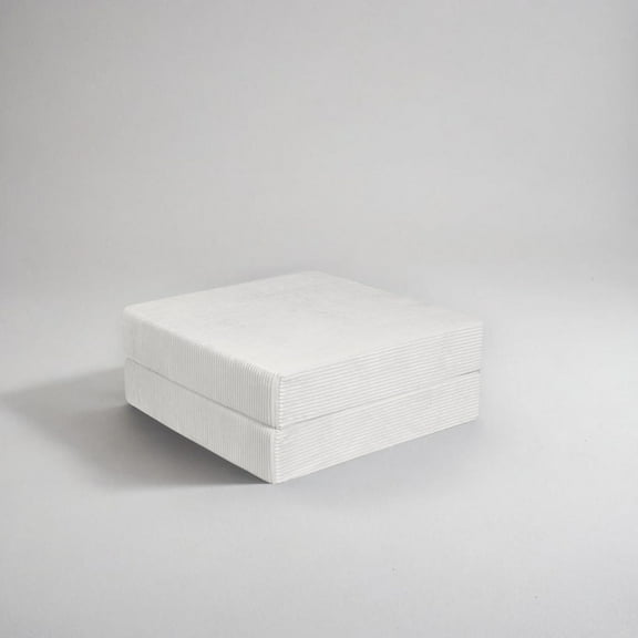 TUFT & FINCH Mid Century Modern Style Premium Compressed Ottoman Bed Sleeper, Convertible and Multi-functional Foam Seating for Living Room, Bedroom, Dorm & Apartment – Frost - Light Grey