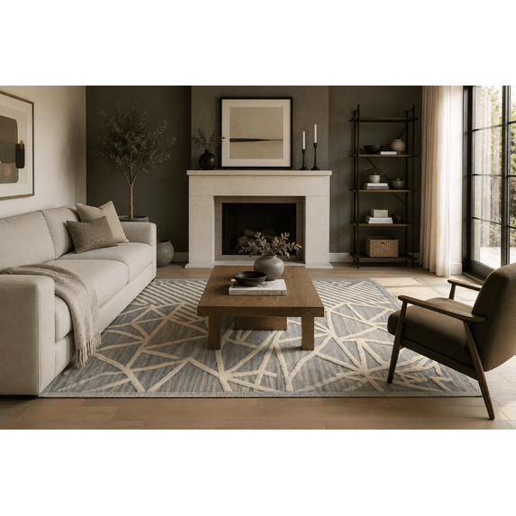 Tuft & Texture Hand Knotted New Zealand Wool Area Rug Modern Geometric ...