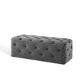 thumbnail image 1 of Tufted Accent Chair Bench, Velvet, Grey Gray, Modern Contemporary Urban Design, Living Lounge Room Hotel Lobby Hospitality, 1 of 10
