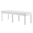 thumbnail image 1 of Tufted Accent Chair Bench, White, Vegan Leather, Living Kitchen Cafe Bistro Hospitality Restaurant, Modern Contemporary HB36901, 1 of 8