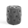 thumbnail image 1 of Tufted Accent Chair Ottoman, Round, Velvet, Grey Gray, Modern Contemporary Urban Design, Living Lounge Room Hotel Lobby Hospitality, 1 of 6