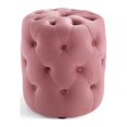 thumbnail image 1 of Tufted Accent Chair Ottoman, Round, Velvet, Pink, Modern Contemporary Urban Design, Living Lounge Room Hotel Lobby Hospitality, 1 of 6