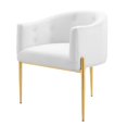 thumbnail image 1 of Tufted Accent Chair, Velvet, Metal Steel, White, Modern Contemporary Urban Design, Living Lounge Room Hotel Lobby Hospitality, 1 of 8