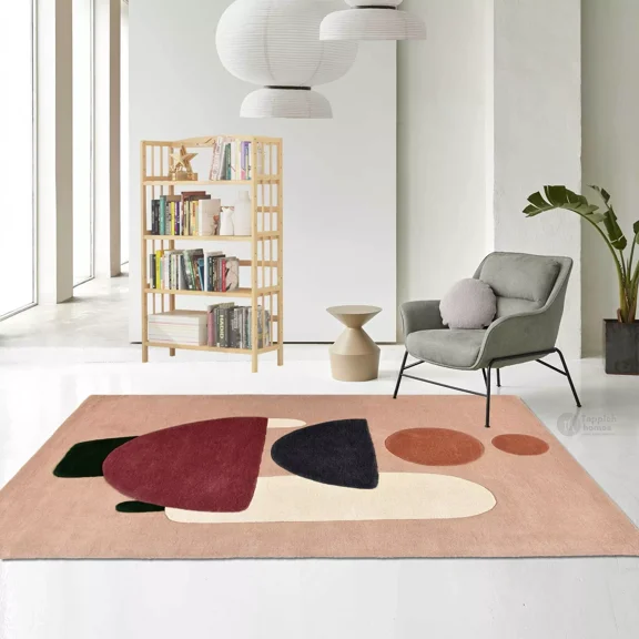 Teppich Homes Geometric Luxury Under Your feet Contemporary Area Rug, Tufted, Beige, Geometric, 9' x 10', Quick Dry