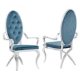 thumbnail image 1 of Tufted Arm Chairs in Teal Blue Velvet and Silver Stainless Steel (Set of 2), 1 of 2