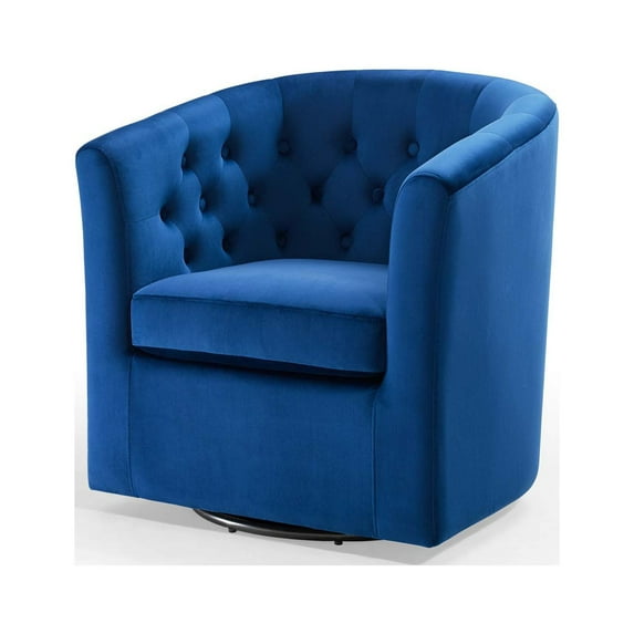 Tufted Armchair Accent Chair, Velvet, Blue Navy, Modern Contemporary Urban Design, Living Lounge Room Hotel Lobby Hospitality