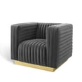 thumbnail image 1 of Tufted Armchair Accent Chair, Velvet, Dark Grey Gray, Modern Contemporary Urban Design, Living Lounge Room Hotel Lobby Hospitality, 1 of 9