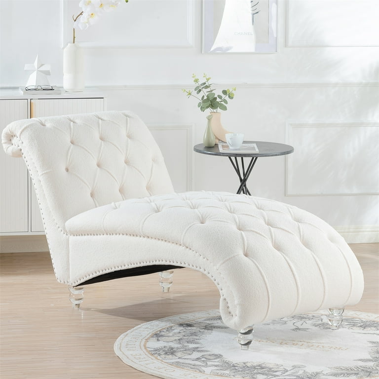 Tufted Armless Chaise Lounge, Leisure Sofa Chaise Chair