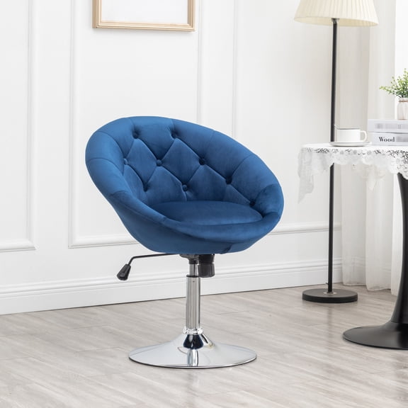 Tufted Back Velvet Chair | For Coffee Shop | 360-Degree Rotation and Chrome Metal Base | Address Unattractive Seating in Public Space