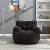 Tufted Bean Bag Chair, Modern Soft Fabric Armchair with Memory Sponge Filler and Soft Backrest, Lazy Sofa Single Sofa Chair for Living Room, Bedroom, Dark Gray