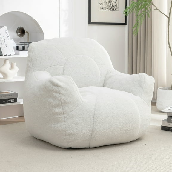 Tufted Bean Bag Chair with Filler, Memory Foam Lazy Sofa - Soft Faux Fur, Comfy BeanBag for Dorm, Apartment & Living Room