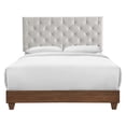 thumbnail image 1 of Tufted Bed Frame, Queen Size, Fabric, Wood, Walnut Beige, Modern Contemporary Urban Design, Box Spring Required, 1 of 5